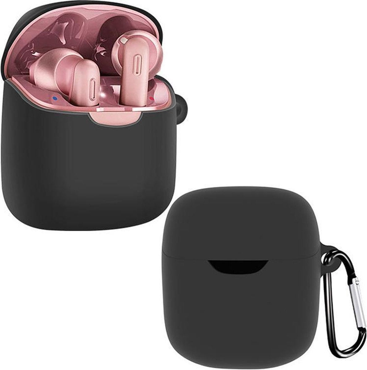 YONO Hoesje geschikt voor JBL Tune 220TWS/225TWS – Siliconen Case – Zwart