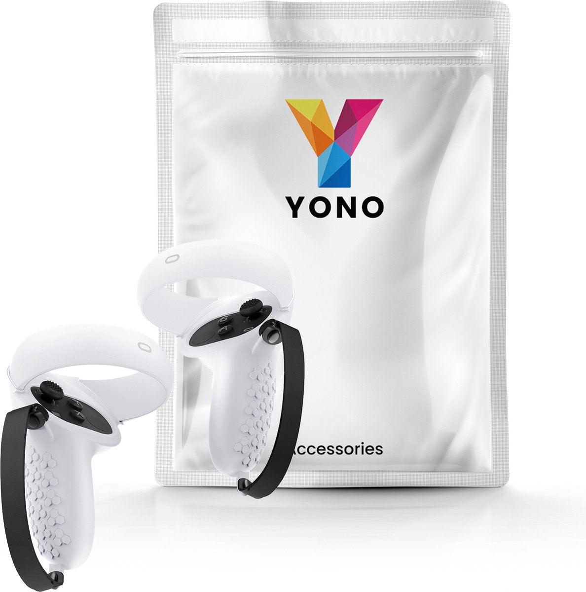 YONO Grip Case met Strap geschikt voor Oculus Quest 2 Touch Controller - Siliconen Bescherming Cover Accessoires Meta Quest 2 - 2 Stuks - Wit