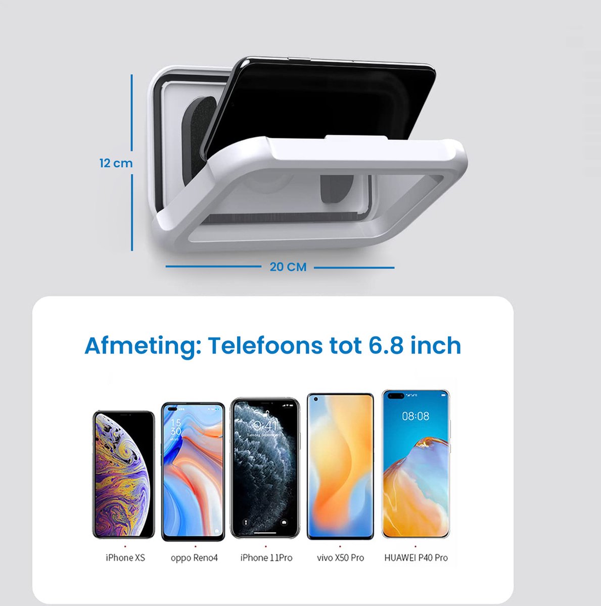 YONO Waterdichte Telefoonhouder Badkamer - Geschikt voor Douche en Bad - Waterproof Smartphone Houder - 360 Graden Roteerbaar - Wit