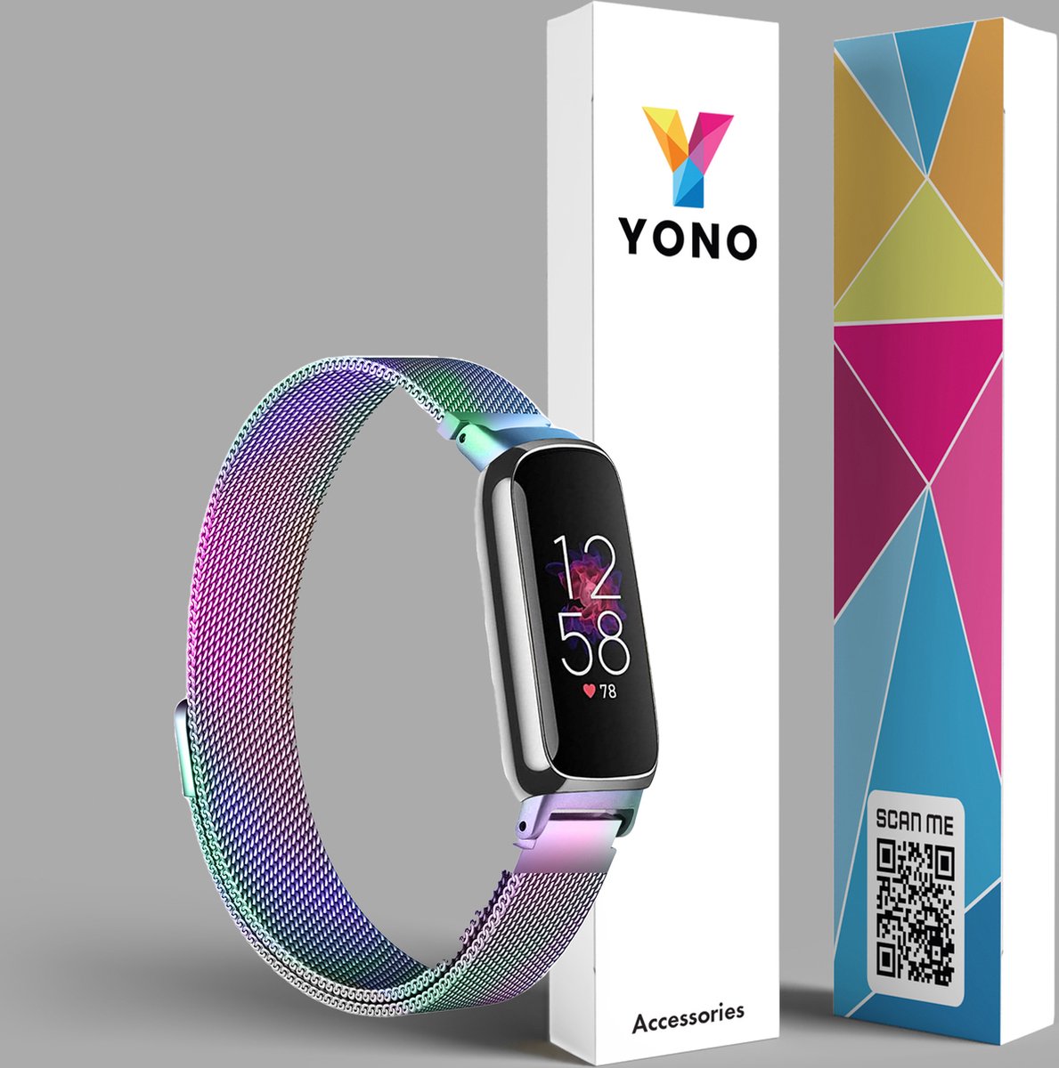 YONO Milanees Bandje geschikt voor Fitbit Inspire 3 - Stalen Milanese Band - Horlogeband / Polsband / Armband - Parelmoer