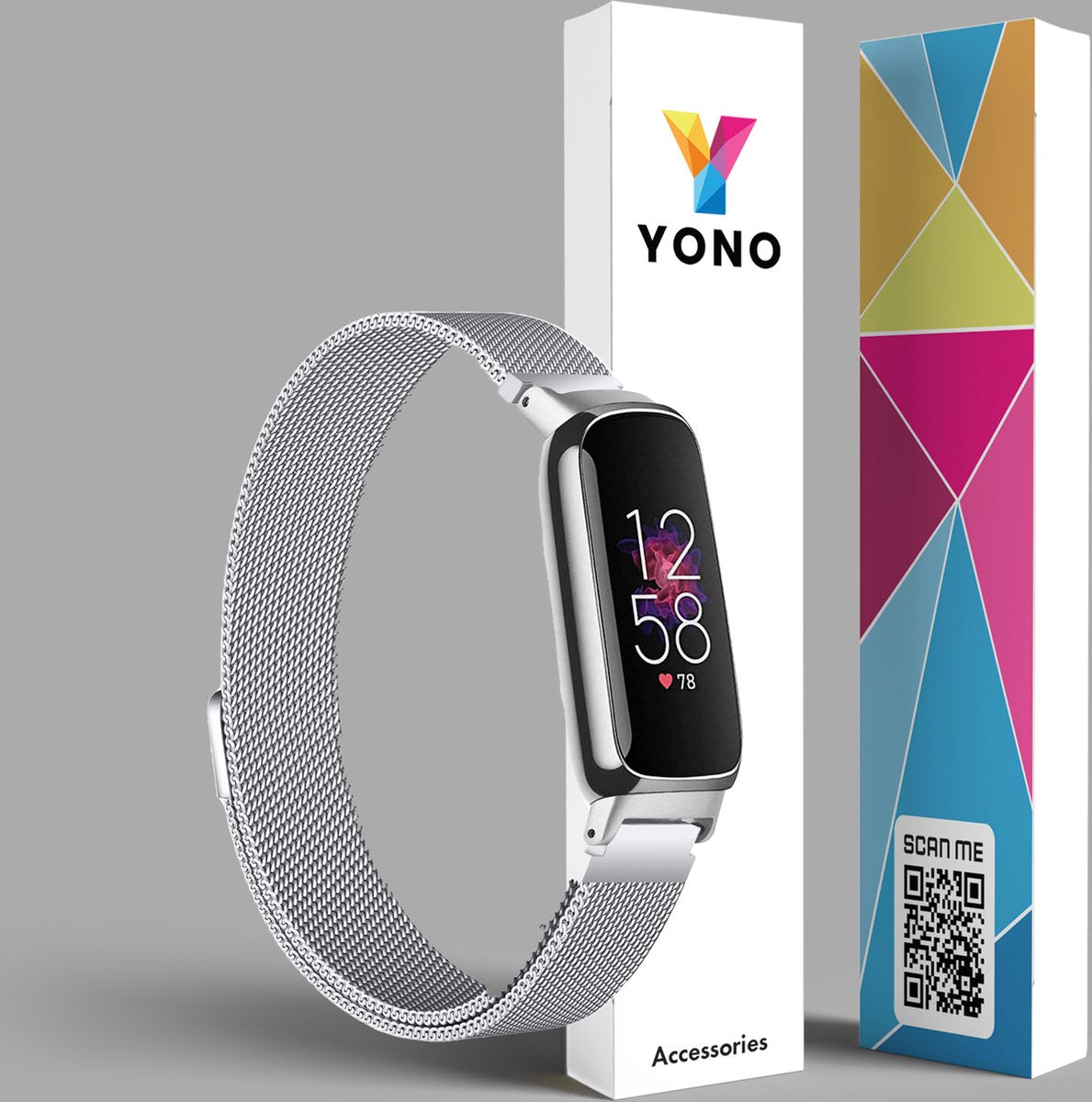 YONO Milanees Bandje geschikt voor Fitbit Inspire 3 - Stalen Milanese Band - Horlogeband / Polsband / Armband - Zilver