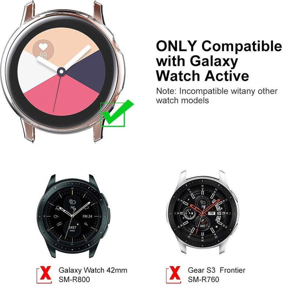 YONO Full Cover Bumper geschikt voor Samsung Galaxy Watch Active 2 40mm – Siliconen Case Screenprotector Hoesje – Transparant