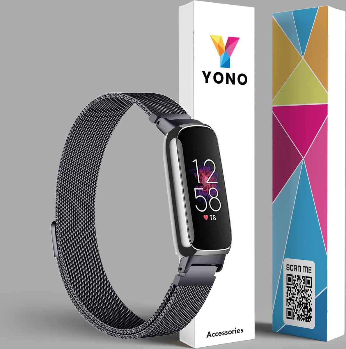 YONO Milanees Bandje geschikt voor Fitbit Inspire 3 - Stalen Milanese Band - Horlogeband / Polsband / Armband - Zwart