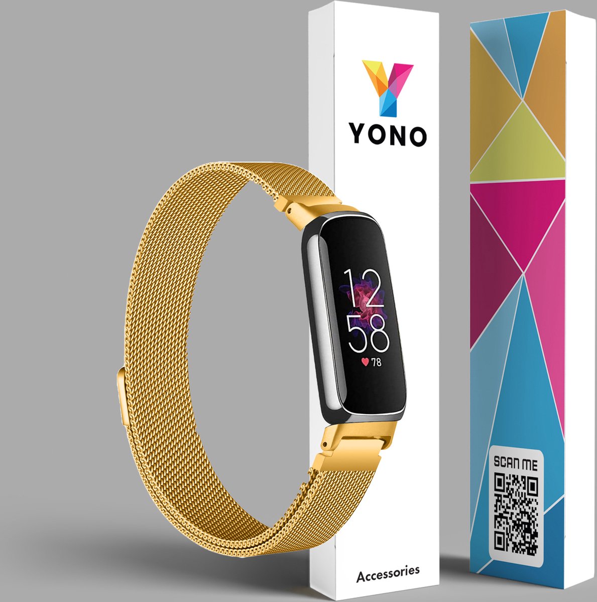 YONO Milanees Bandje geschikt voor Fitbit Inspire 3 - Stalen Milanese Band - Horlogeband / Polsband / Armband - Goud