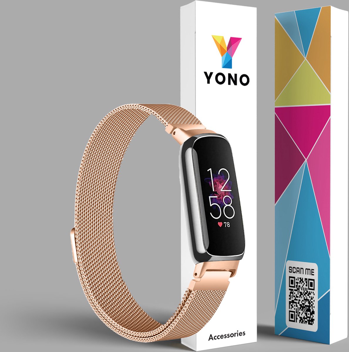 YONO Milanees Bandje geschikt voor Fitbit Inspire 3 - Stalen Milanese Band - Horlogeband / Polsband / Armband - Rose Gold