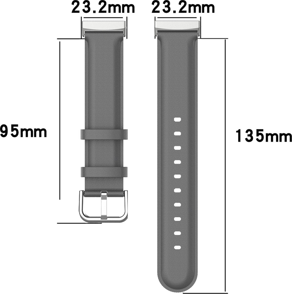 YONO Vacca Leer Bandje geschikt voor Fitbit Versa 3 / Sense - Leren Vervangende Horlogebandje Strap - Grijs
