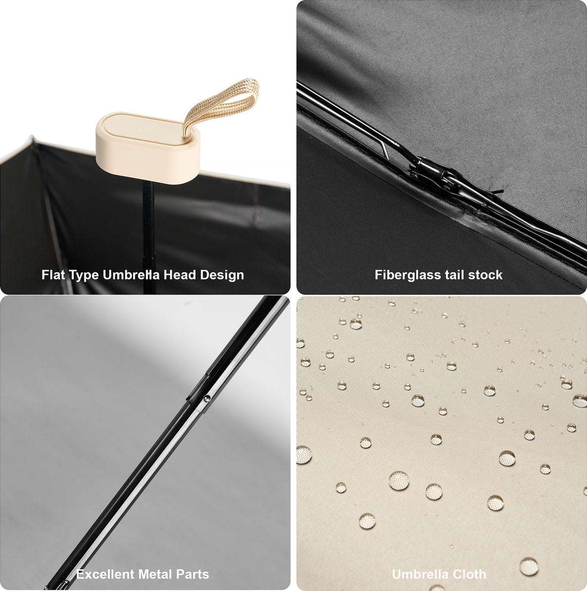YONO Mini Paraplu Opvouwbaar - Kleine Zak Regenscherm - Zonneparaplu UV Bescherming - Beige