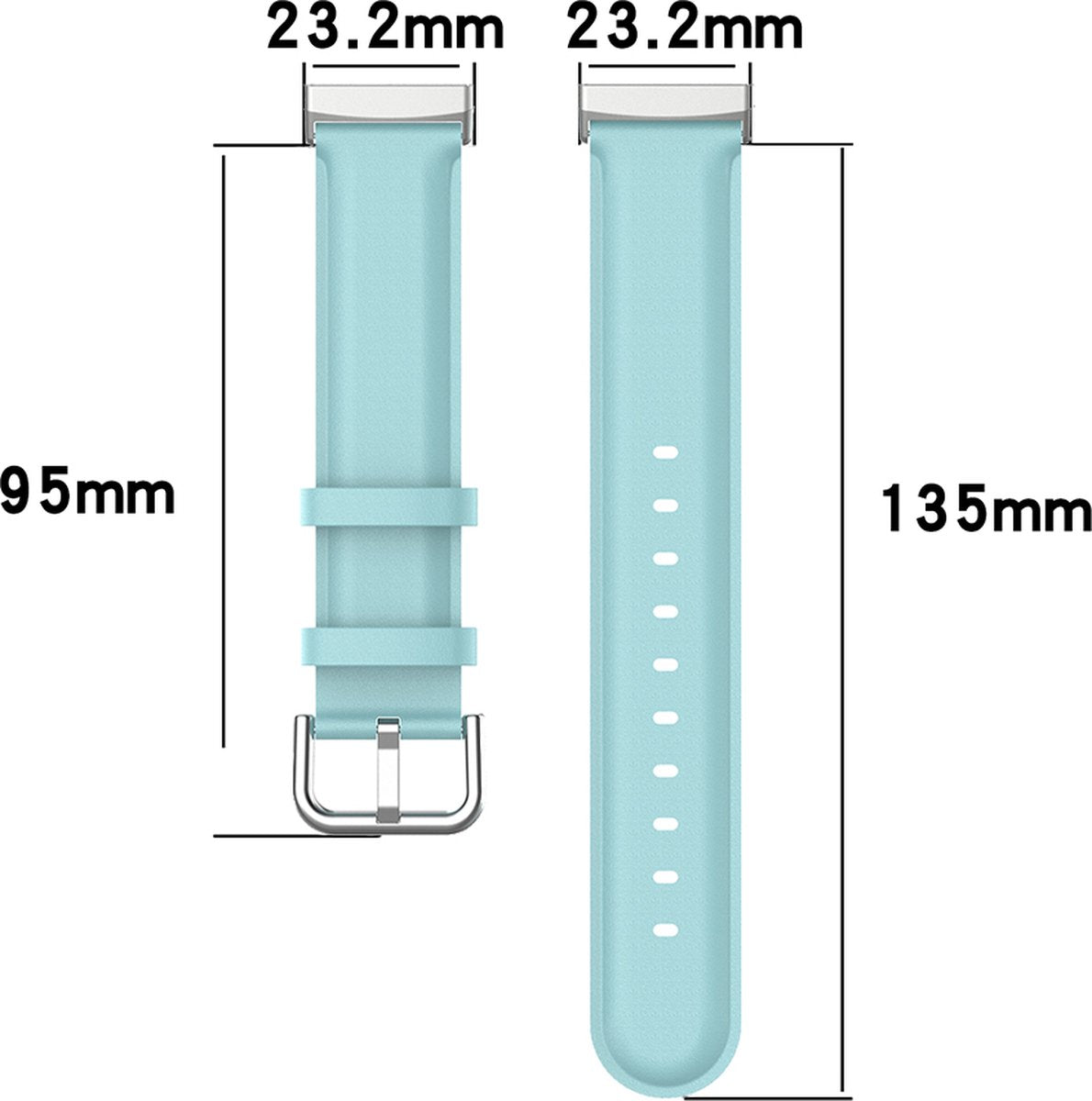 YONO Vacca Leer Bandje geschikt voor Fitbit Versa 3 / Sense - Leren Vervangende Horlogebandje Strap - Lichtblauw