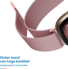 YONO Milanees Bandje geschikt voor Fitbit Versa 4 / Sense 2 – Roze – Large