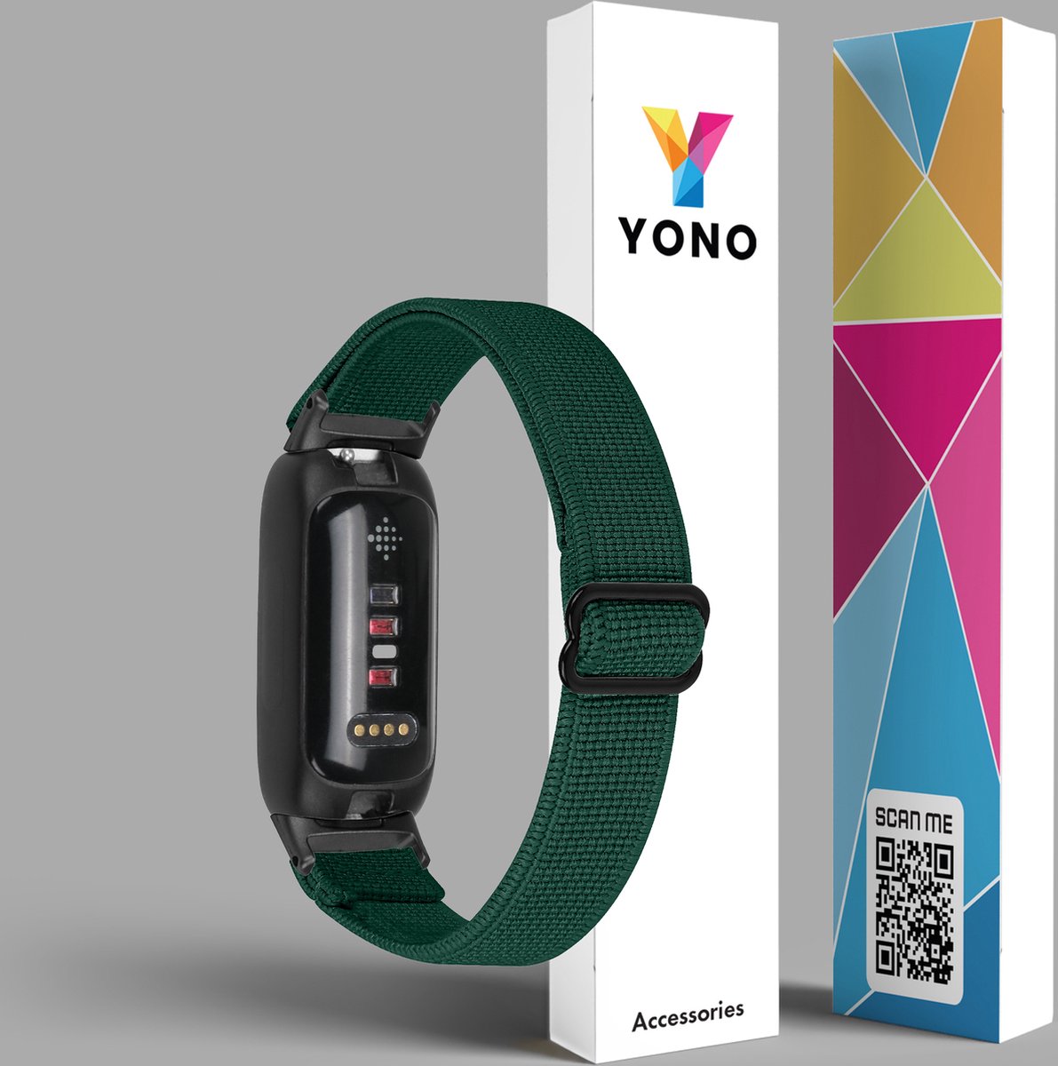 YONO Nylon Stretch Bandje geschikt voor Fitbit Inspire 3 - Donkergroen