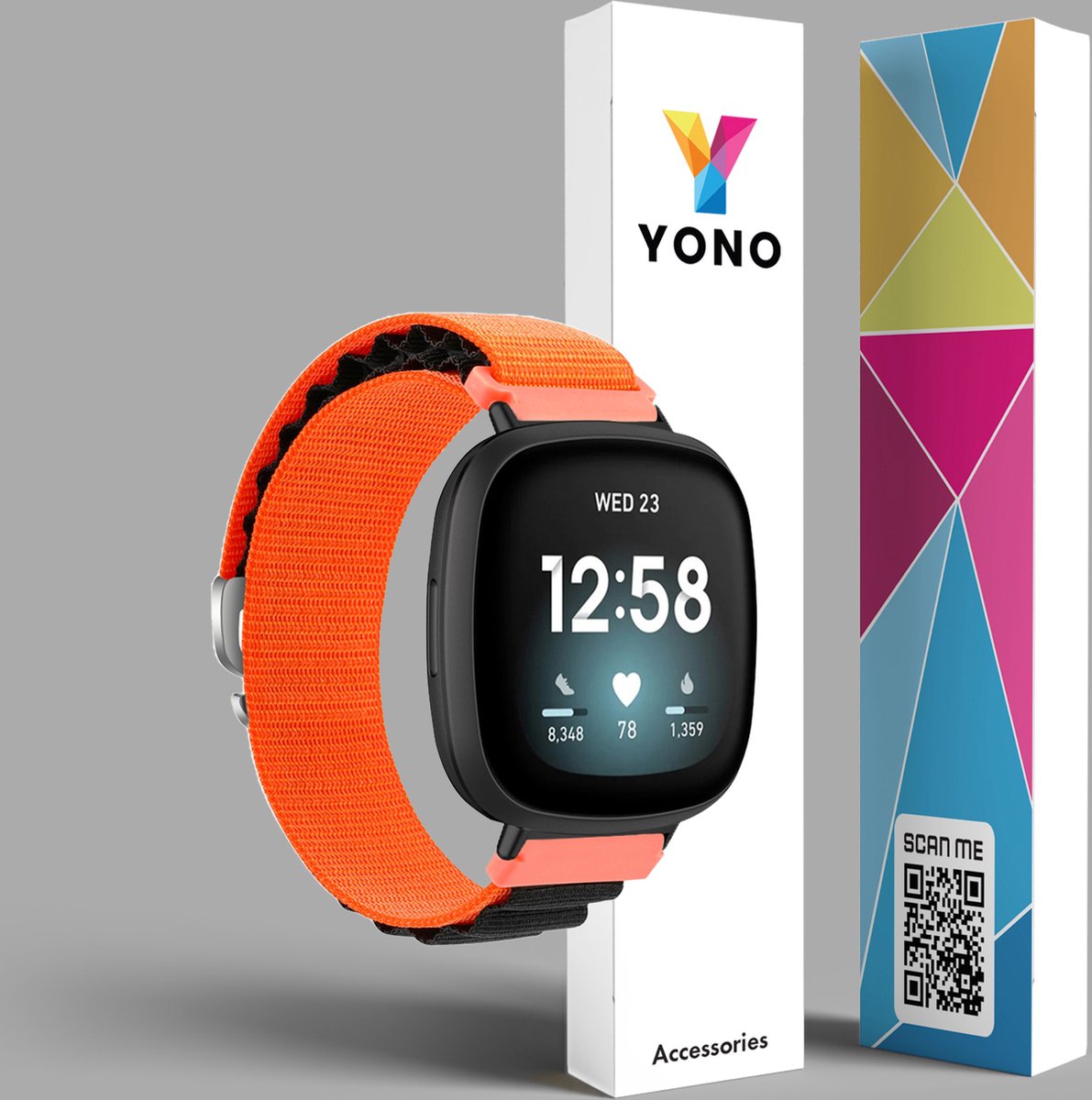 YONO Nylon Loop Bandje geschikt voor Fitbit Versa 4 / Sense 2 - Oranje