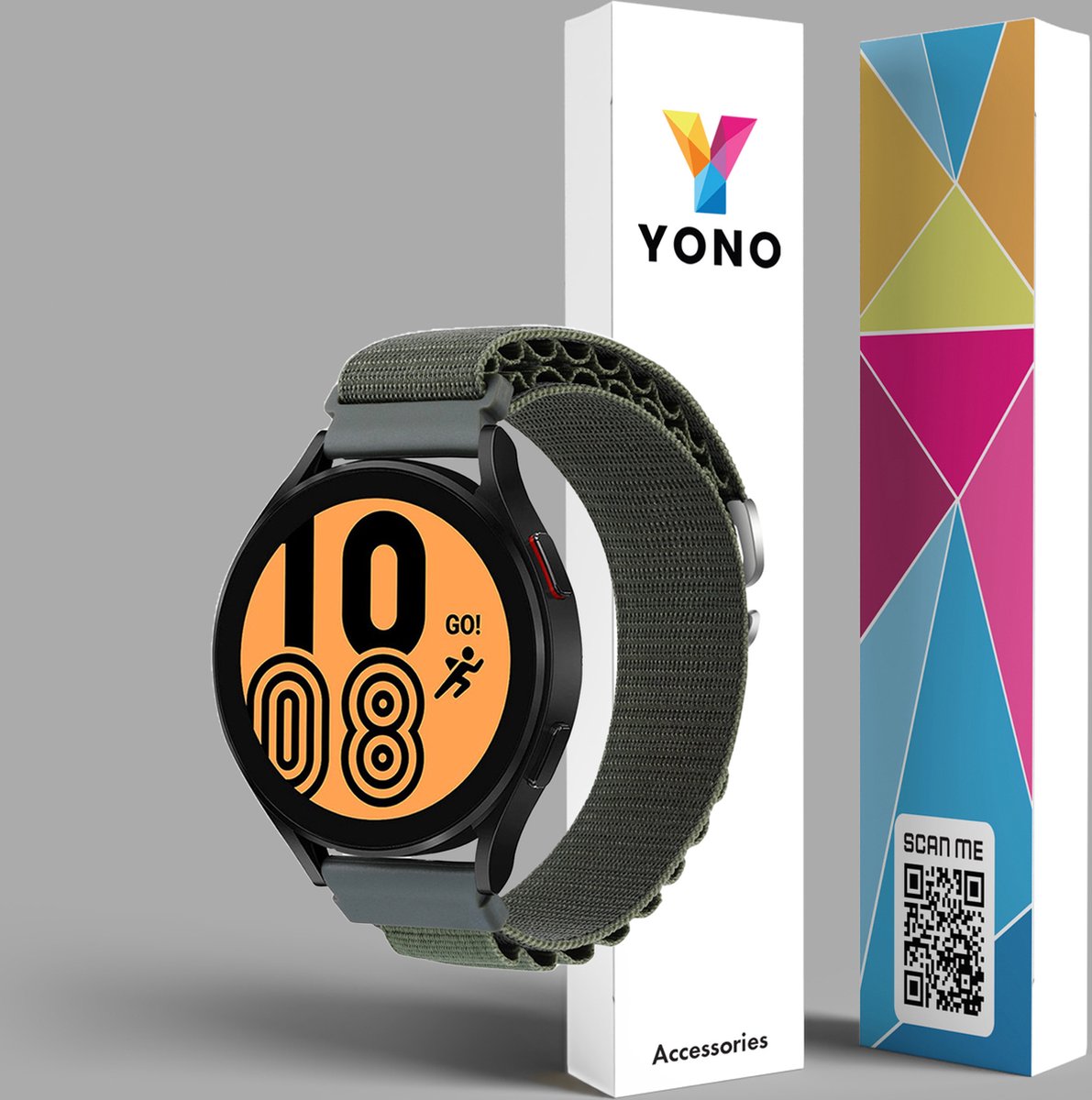 YONO Nylon Loop Bandje 20mm - Horlogebandje geschikt voor Samsung Galaxy Watch 7/6/5 / Pro / 4 / 3 / Active 2 - Polar Ignite / Unite – Huawei - Donkergroen