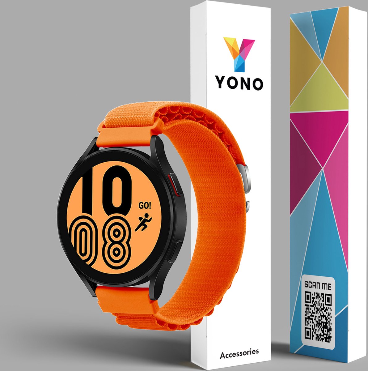 YONO Nylon Loop Bandje 20mm - Horlogebandje geschikt voor Samsung Galaxy Watch 7/6/5 / Pro / 4 / 3 / Active 2 - Polar Ignite / Unite – Huawei - Oranje