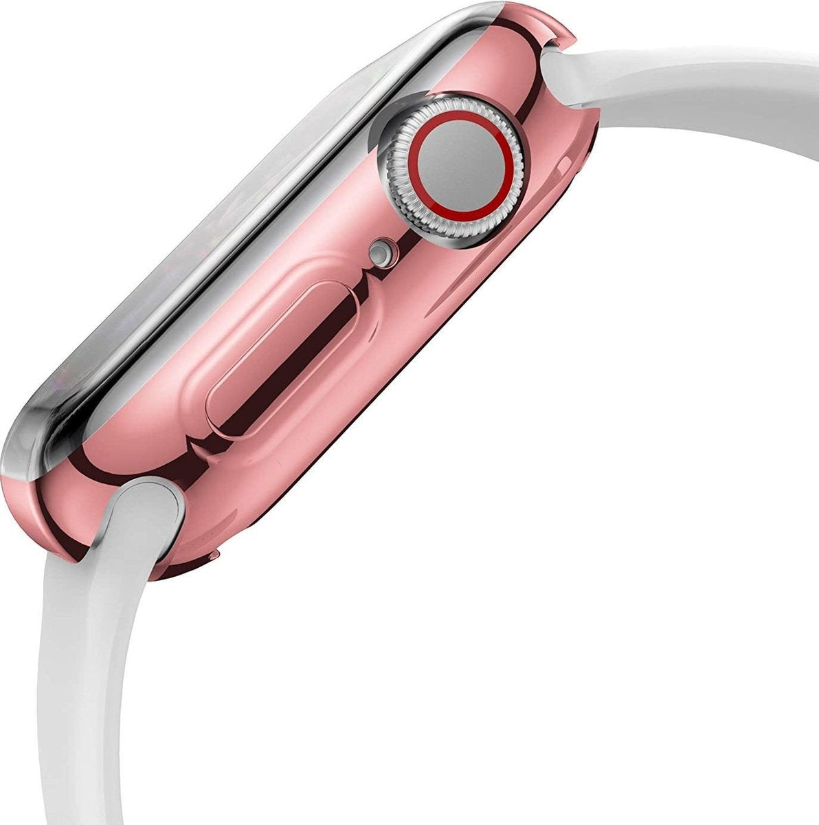 Bumper geschikt voor Apple Watch 40mm series 4/5/6 – Siliconen Case Screenprotector Hoesje – Rose Gold