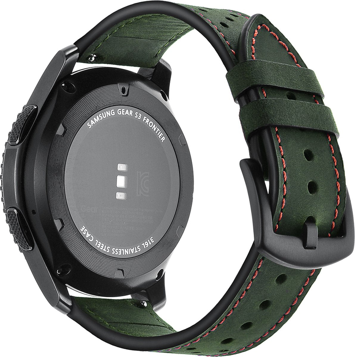 YONO Leer Air Bandje 22mm - Horlogebandje geschikt voor Samsung Galaxy Watch 46mm / 3 (45mm) / Gear s3 - Polar Vantage M2 / Grit X - Huawei Watch GT 3 (pro) / 2 - Amazfit GTR - Donkergroen