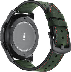 YONO Leer Air Bandje 22mm - Horlogebandje geschikt voor Samsung Galaxy Watch 46mm / 3 (45mm) / Gear s3 - Polar Vantage M2 / Grit X - Huawei Watch GT 3 (pro) / 2 - Amazfit GTR - Donkergroen