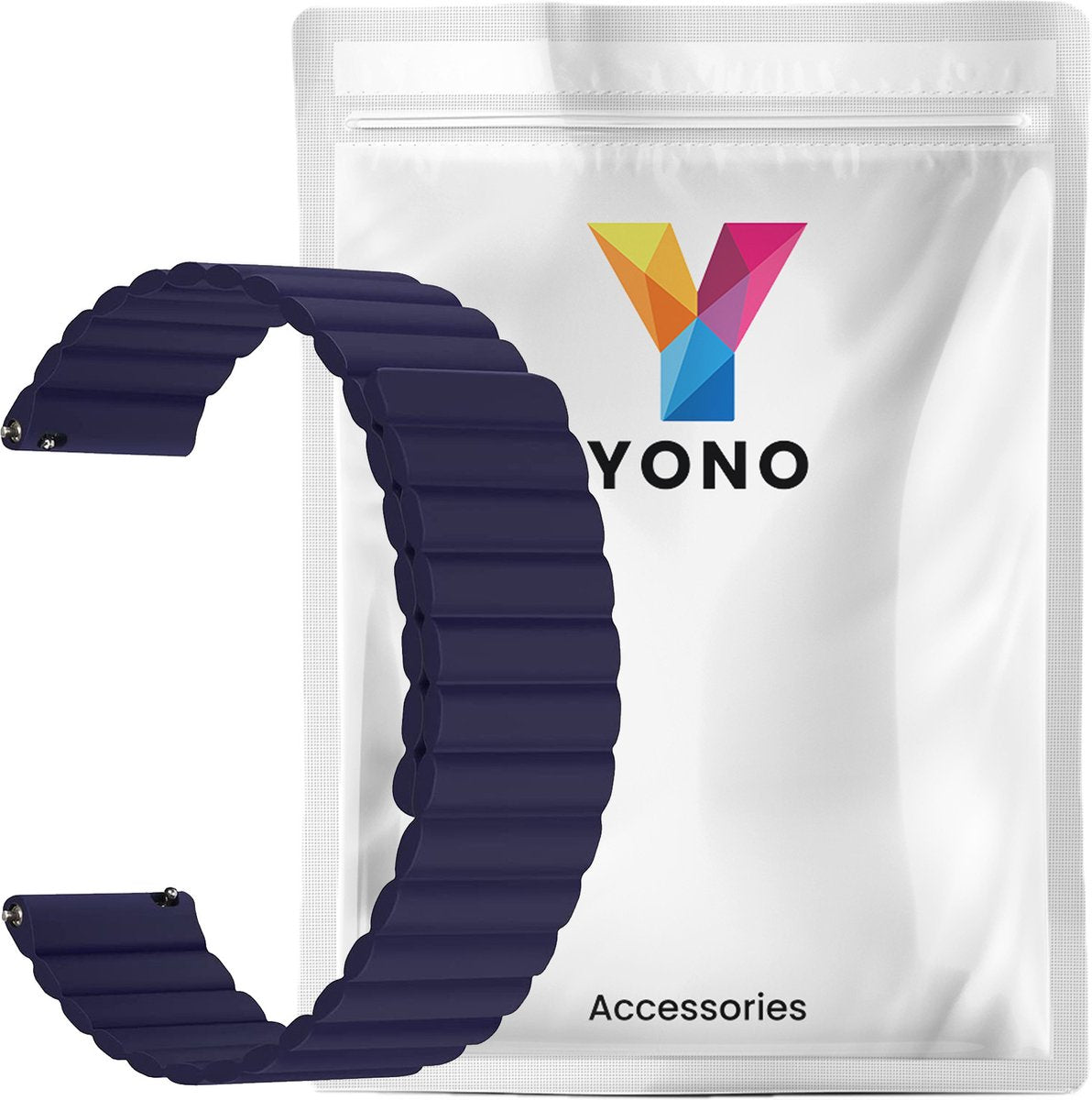 YONO Siliconen Link Bandje 20mm - Horlogebandje geschikt voor Samsung Galaxy Watch 7/6/5 / Pro / 4 / 3 / Active 2 - Polar Ignite / Unite – Donkerblauw