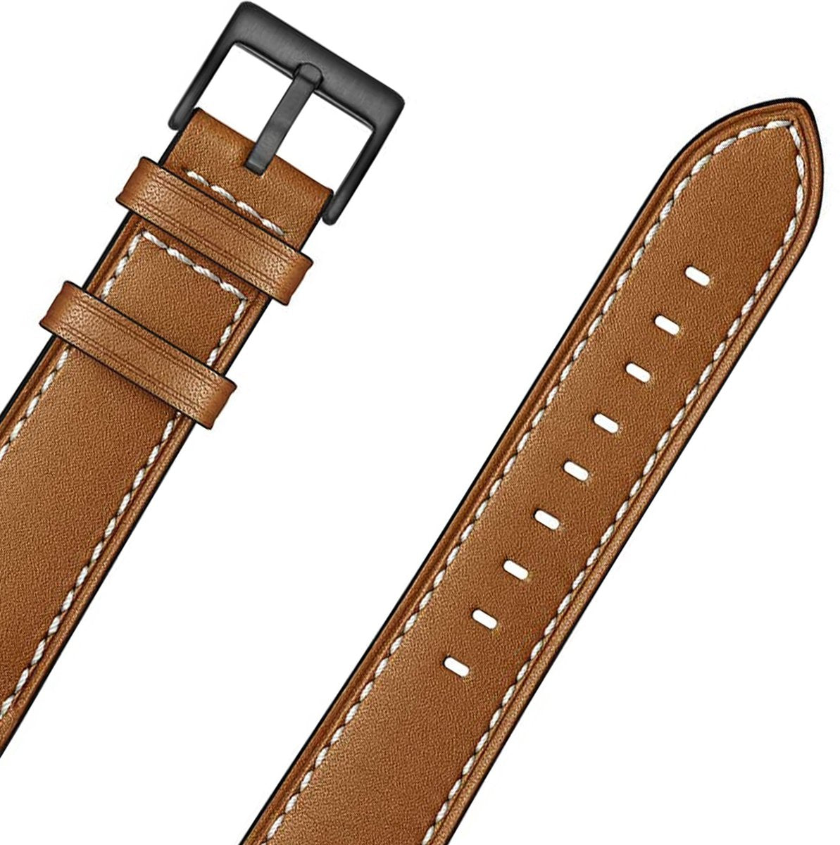 YONO Leer Bandjes Set 20mm - Zwart / Bruin - Horlogebandje geschikt voor Samsung Galaxy Watch 7/6/5 / Pro / 4 / 3 / Active 2 - Polar Ignite / Unite – Huawei - 2 Pack