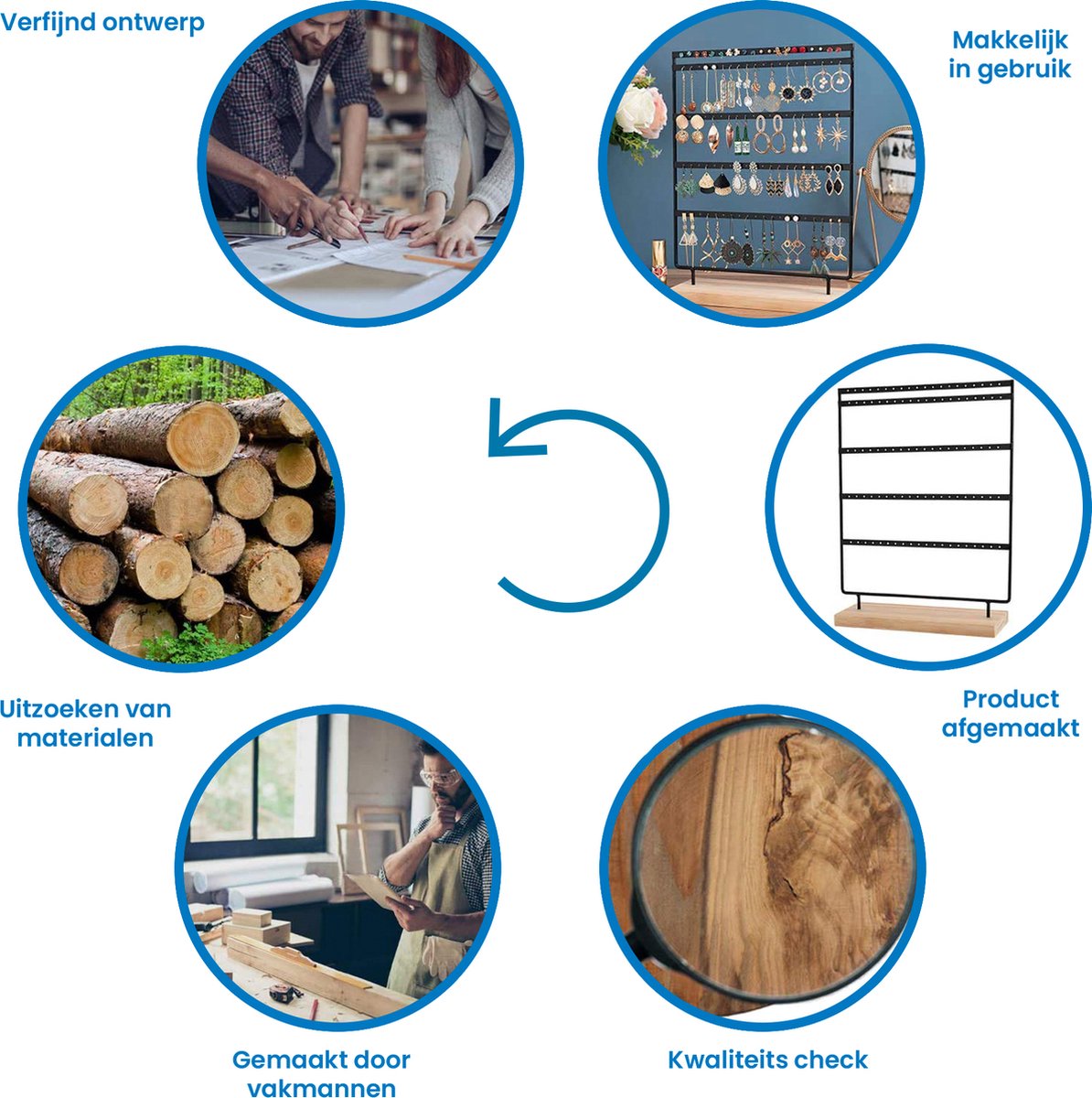YONO Oorbellenrekje - Sieradenrekje voor Oorbellen Opbergen - Houder Display Rekje - 100 gaatjes - Hout en RVS - Zwart
