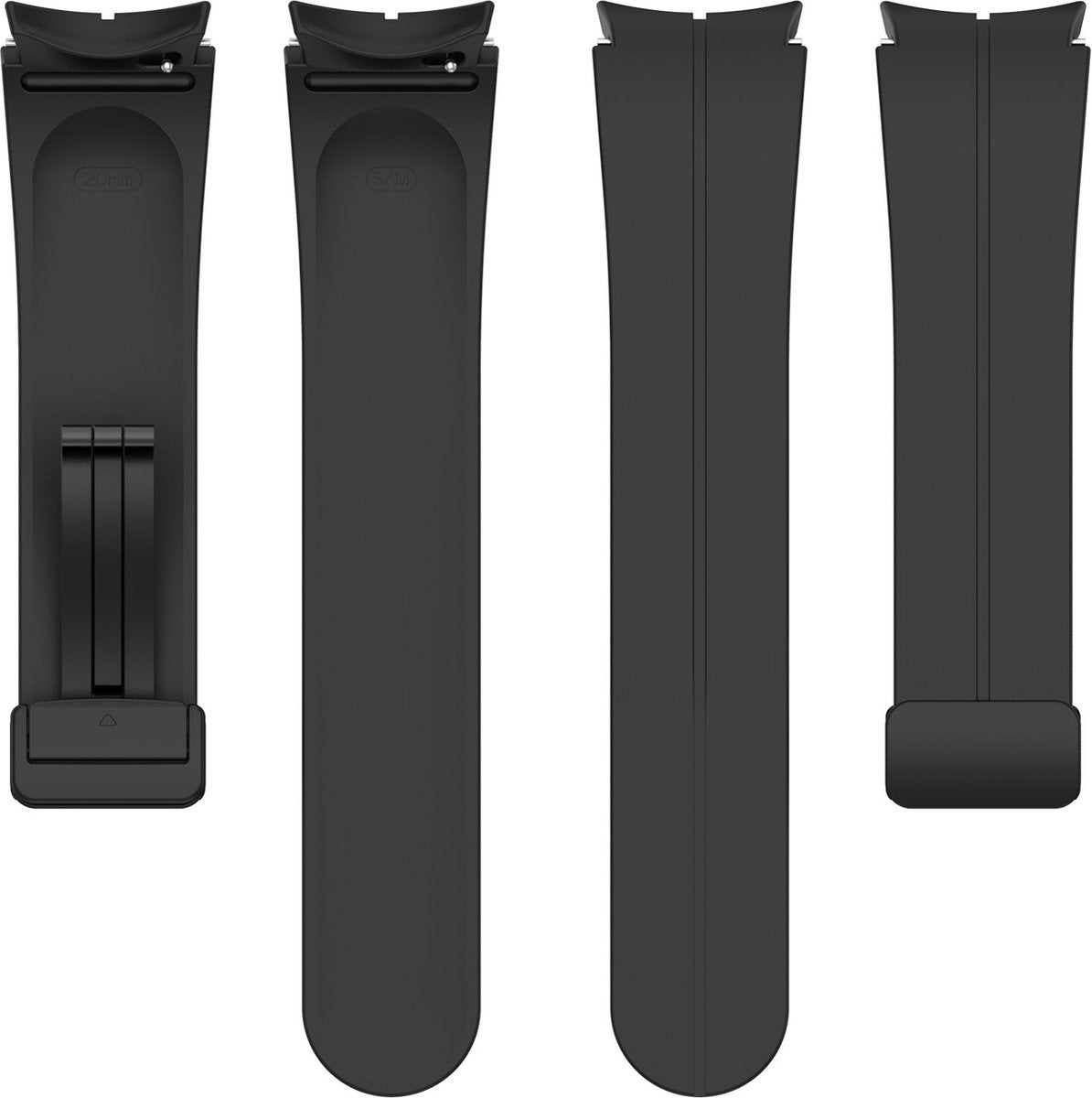 YONO Luxe Siliconen Sport Bandje 20mm geschikt voor Samsung Galaxy Watch 7 / 6 / 5 / 4 (40/43/44/47 mm) - Zwart