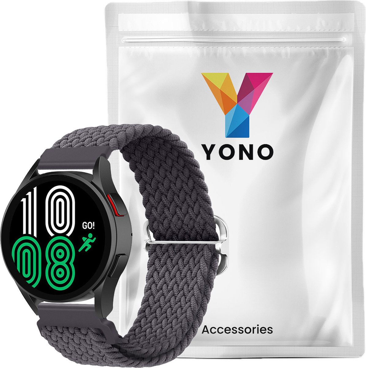 YONO Nylon Stretch Bandje 20mm - Horlogebandje geschikt voor Samsung Galaxy Watch 7/6/5 / Pro / 4 / 3 / Active 2 - Polar Ignite / Unite – Donkergrijs