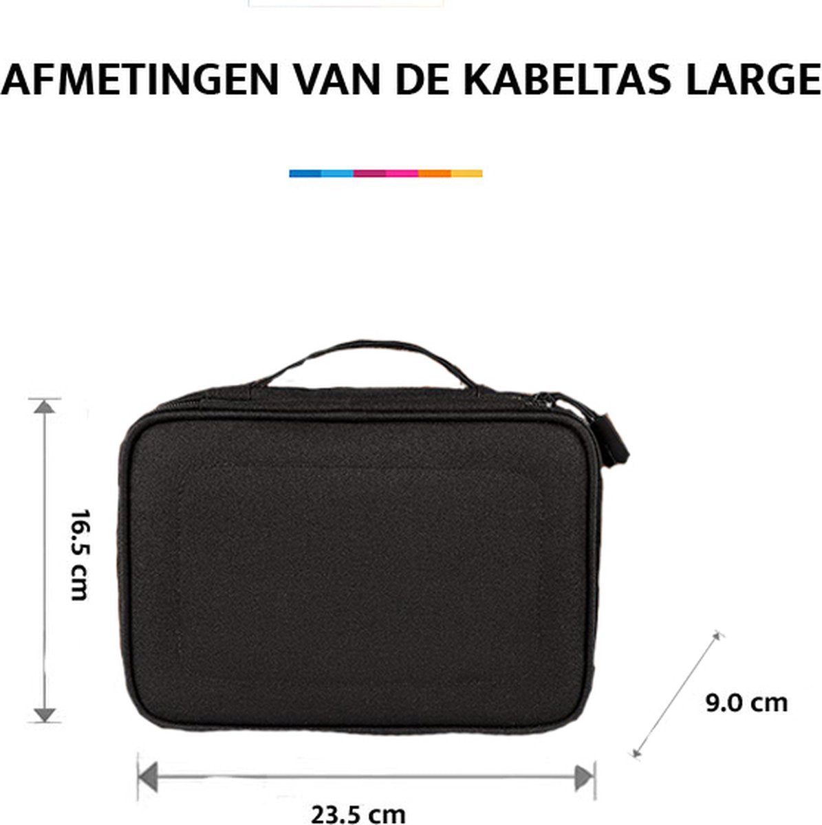 YONO Kabel Organiser Tas Large - Compacte Kabeltas - Opbergtas voor Elektronica en Accessoires - Etui Organizer Case - Zwart