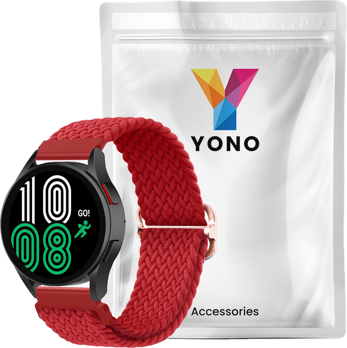 YONO Nylon Stretch Bandje 22mm - Horlogebandje geschikt voor Samsung Galaxy Watch 46mm / 3 (45mm) / Gear s3 - Polar Vantage M2 / Grit X - Huawei Watch GT 3 (pro) / 2 - Amazfit GTR - Rood