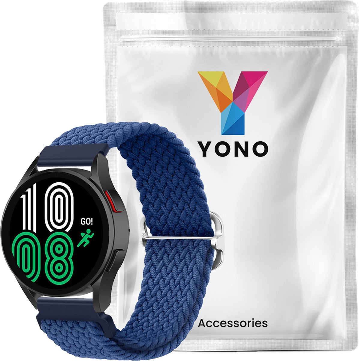 YONO Nylon Stretch Bandje 20mm - Horlogebandjes geschikt voor Samsung Galaxy Watch 7/6/5 / Pro / 4 / 3 / Active 2 - Polar Ignite / Unite – Blauw