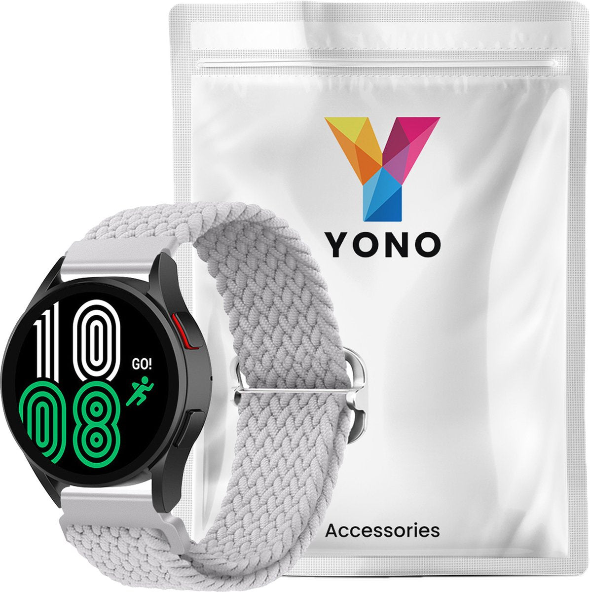 YONO Nylon Stretch Bandje 20mm - Horlogebandje geschikt voor Samsung Galaxy Watch 7/6/5 / Pro / 4 / 3 / Active 2 - Polar Ignite / Unite – Lichtgrijs