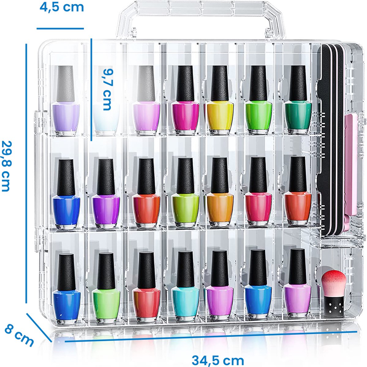 YONO Nagellak Koffer - Organizer Nagelkoffer Opbergen - Tot 48 Potjes - Transparant