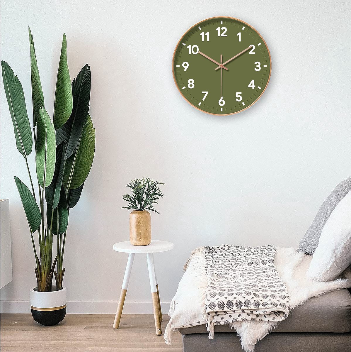 YONO Wandklok Modern - Stille Klok - 30 cm - Donkergroen