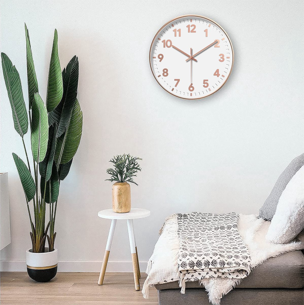 YONO Wandklok Modern - Stille Klok - 30 cm - Rose Gold