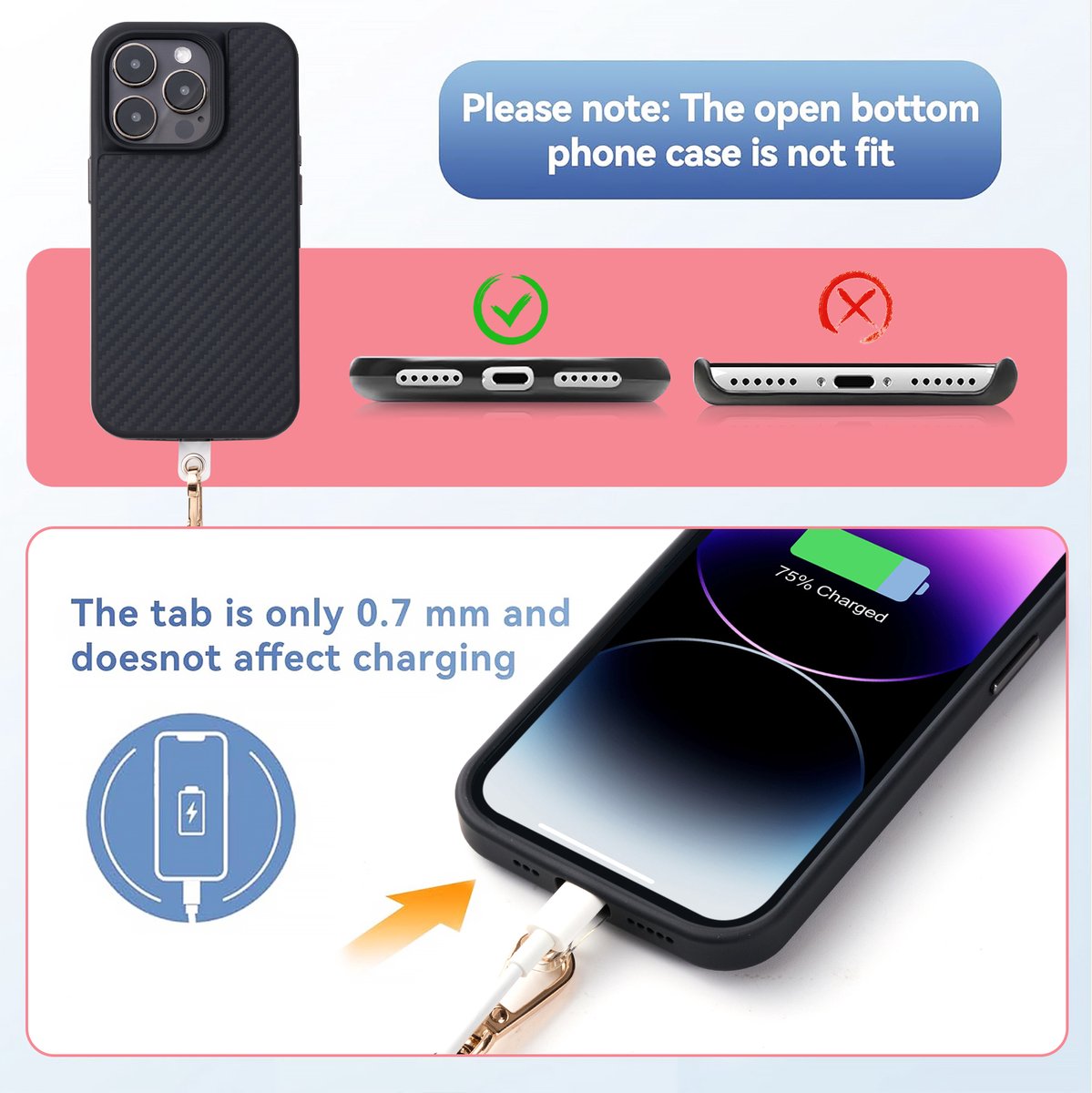 YONO Telefoonkoord Universeel - Nylon Telefoon Ketting Verstelbaar - Robijnrood