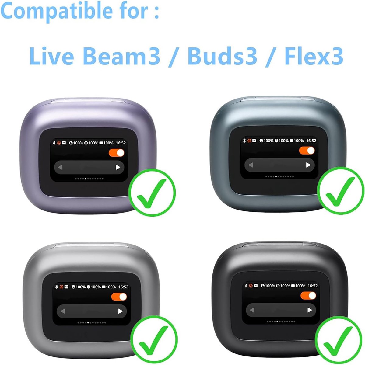 YONO Screen Protector geschikt voor JBL Live Beam 3 / Buds 3 / Flex 3 - Scherm Bescherming - 3-Pack