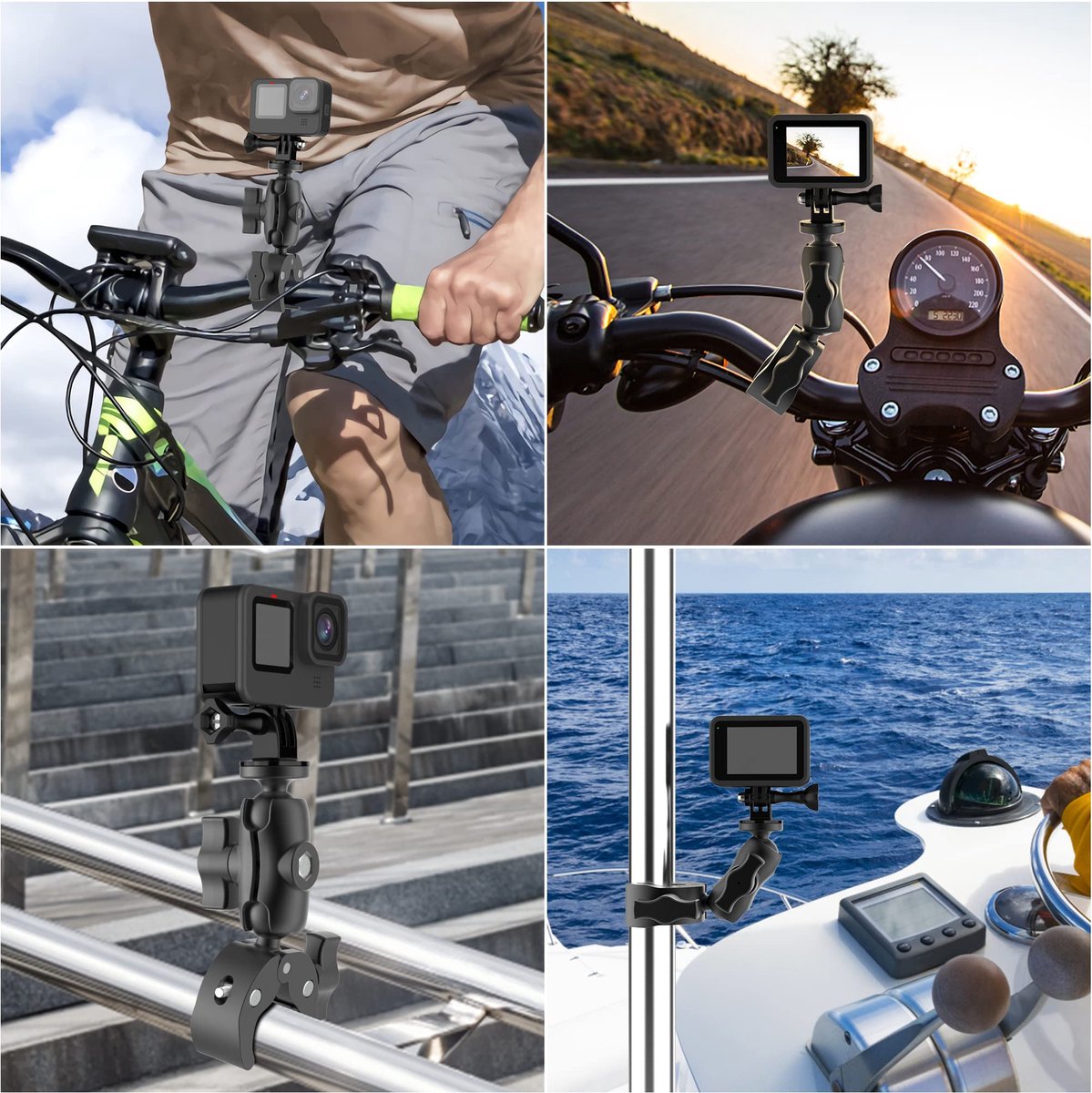 YONO Buisklem geschikt voor GoPro en Action Camera - Roll Bar Mount - Super Clamp - Zwart