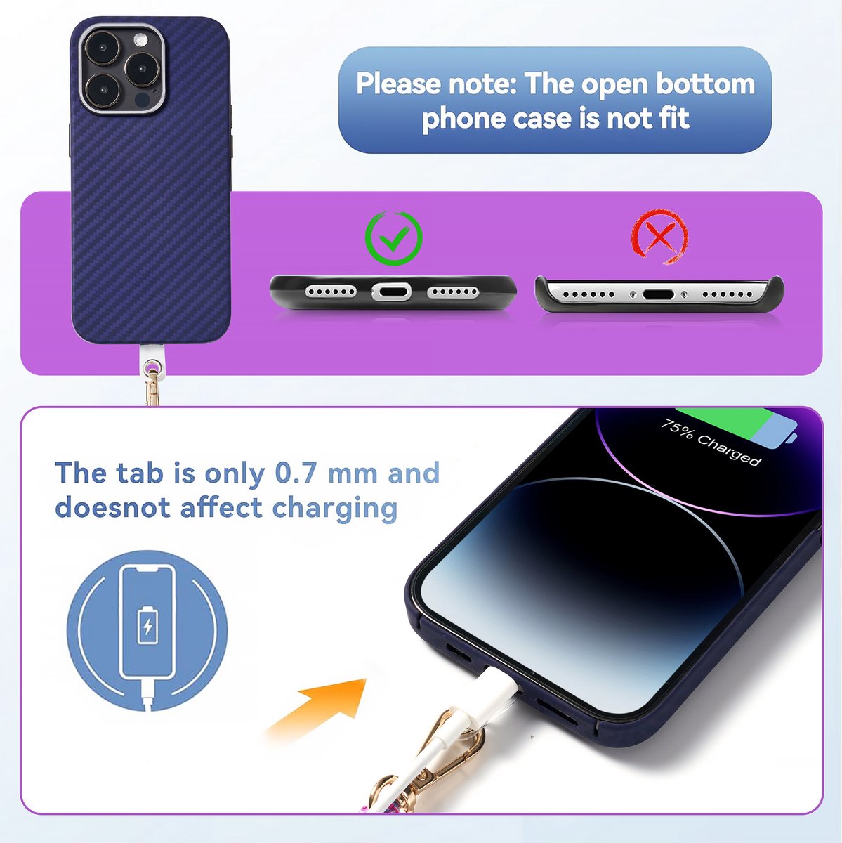 YONO Telefoonkoord Universeel - Nylon Telefoon Ketting Verstelbaar - Irispaars