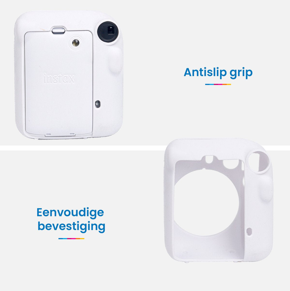 YONO Siliconen Hoesje geschikt voor Fujifilm Instax Mini 12 - Skin Case - Klei Wit