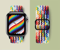 YONO Gevlochten Nylon Stretch Bandje geschikt voor Apple Watch - 42 / 44 / 45 / 49 mm - Donkergroen
