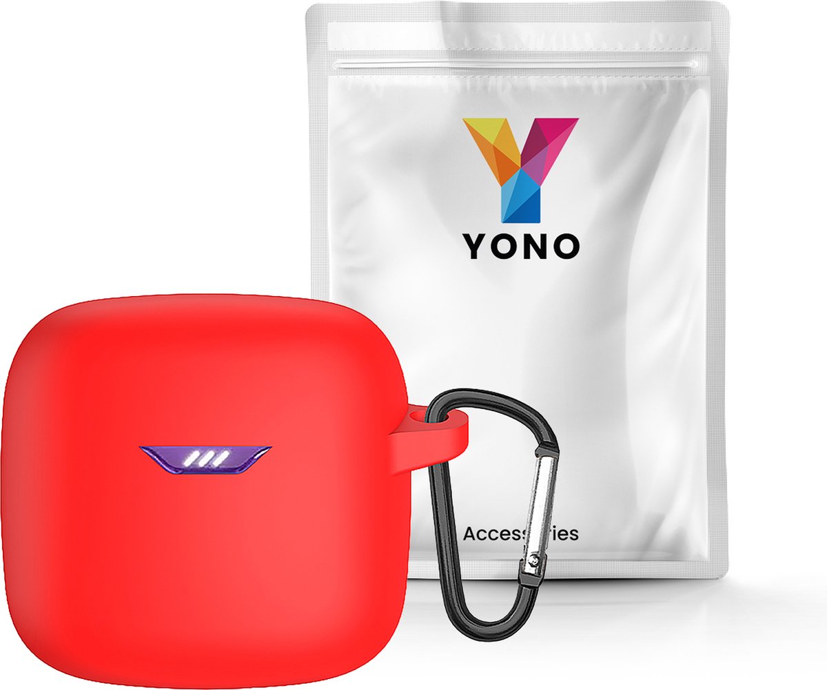 YONO Soft Case geschikt voor JBL Tune Flex - Siliconen Hoesje met Clip - Rood