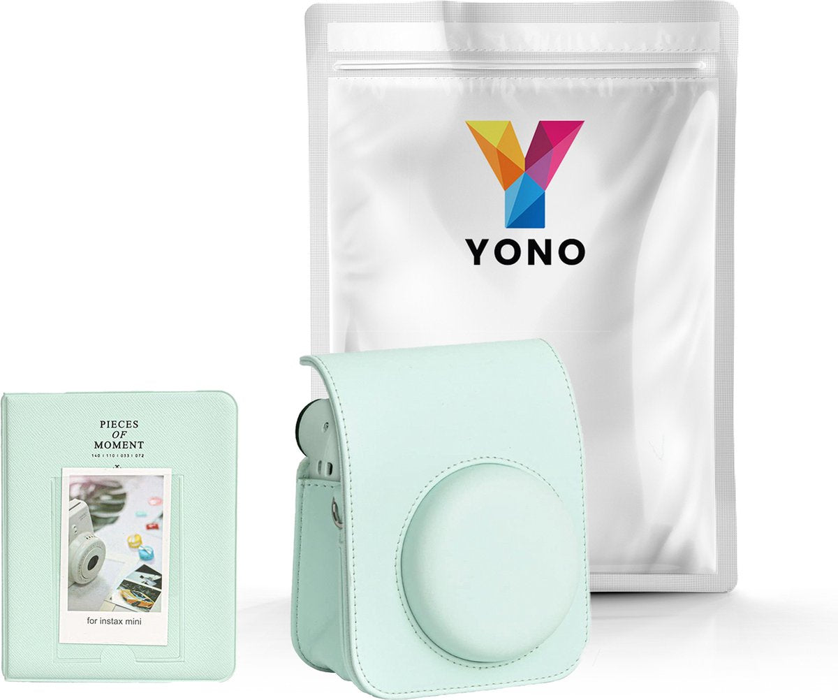 YONO Accessoires Set geschikt voor Fujifilm Instax Mini 12 - Camera Tas met Draagriem - Hoesje en Fotoalbum - Mint Groen