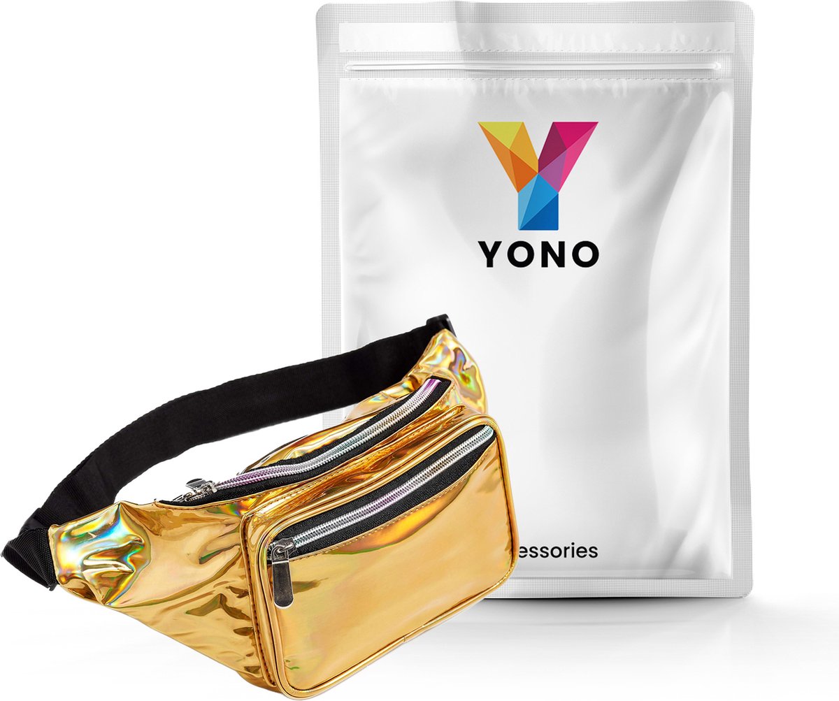 YONO Fanny Pack Holografisch - Heuptasje geschikt voor Festival / Reizen - Telefoontasje Crossbody - Buideltasje voor Dames en Heren - Goud