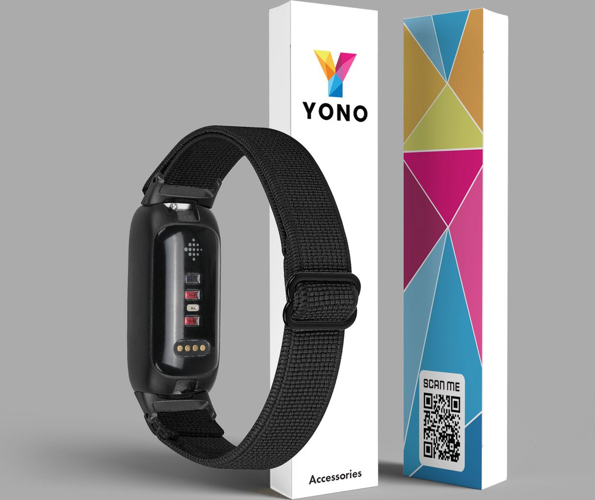 YONO Nylon Stretch Bandje geschikt voor Fitbit Inspire 3 - Zwart