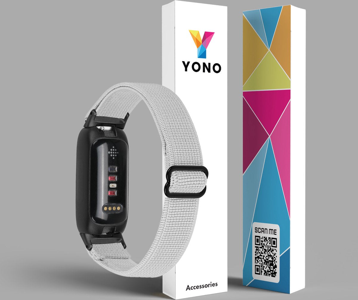 YONO Nylon Stretch Bandje geschikt voor Fitbit Inspire 3 - Lichtgrijs