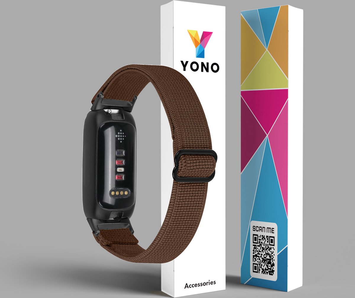 YONO Nylon Stretch Bandje geschikt voor Fitbit Inspire 3 - Bruin