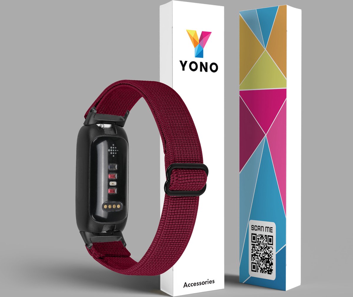 YONO Nylon Stretch Bandje geschikt voor Fitbit Inspire 3 - Bordeauxrood