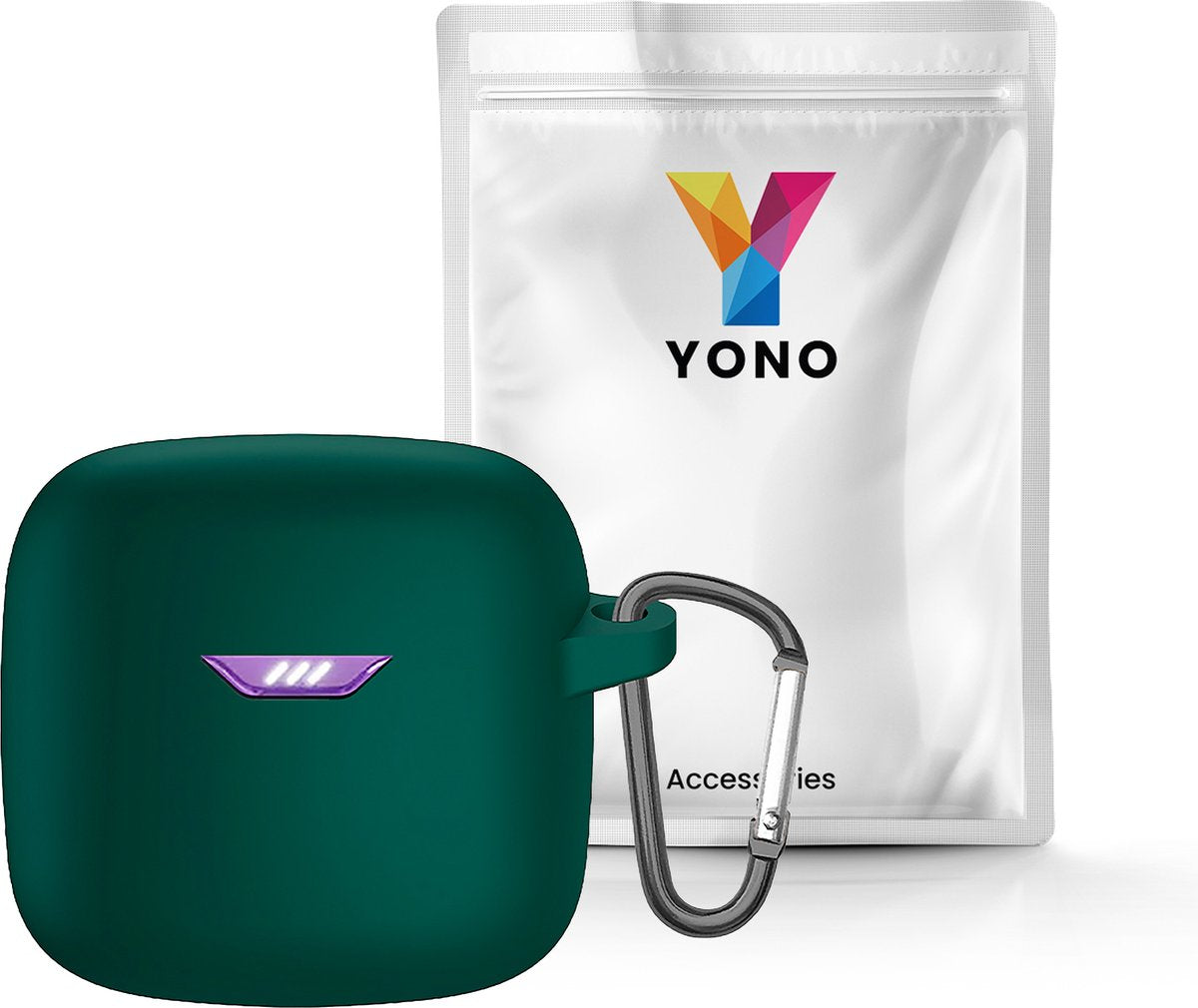 YONO Soft Case geschikt voor JBL Tune Flex - Siliconen Hoesje met Clip - Donkergroen