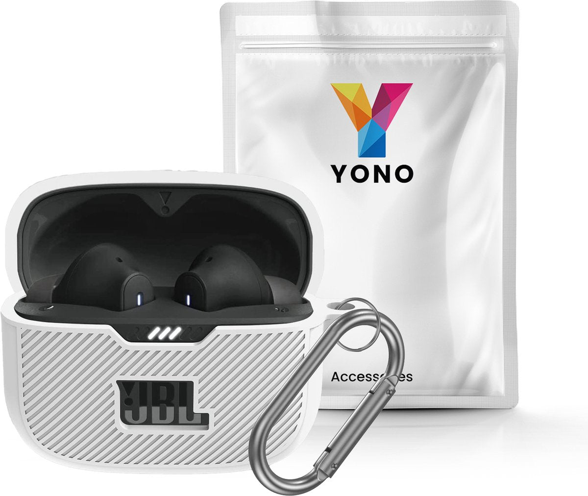 YONO Soft Case geschikt voor JBL Tune 230 NC TWS / T230NC - Hoesje met Clip - Wit