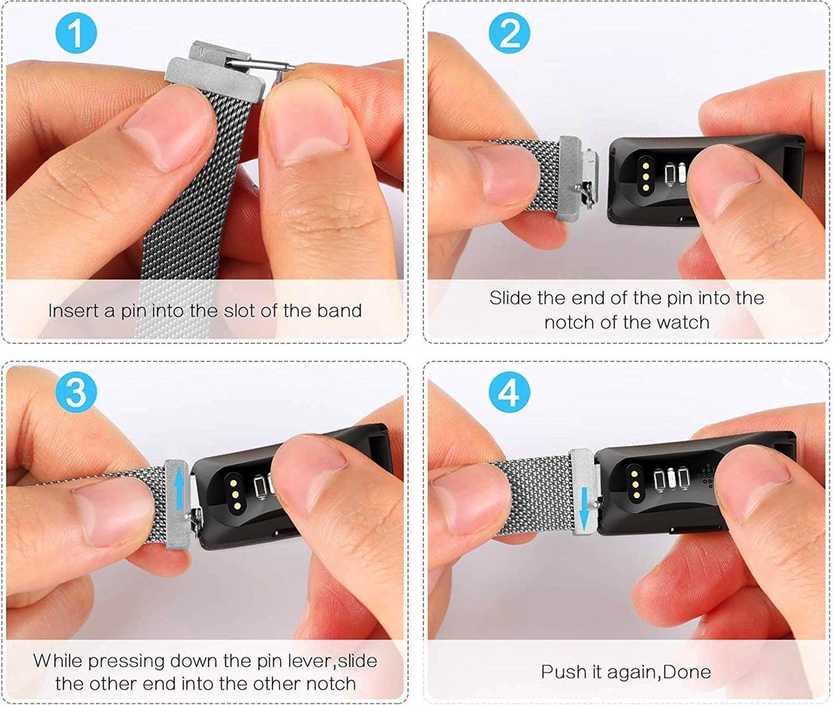 YONO Bandje geschikt voor Fitbit Inspire/HR/2 - Milanees - Rose Gold - Small