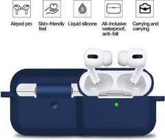 YONO Siliconen Hoesje geschikt voor Apple Airpods Pro 1 / 2 - Met Clip – Donkerblauw