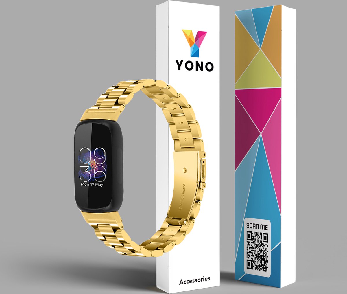YONO Stalen Bandje geschikt voor Fitbit Inspire 3 - RVS Schakel Horlogeband - Goud